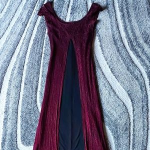 90s/Y2K Vintage Le Chateau Gothic Lace Maxi Dress